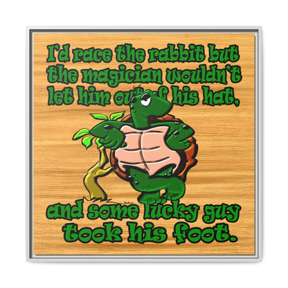 turtle race - framed canvas art (butterscotch wood finish)
