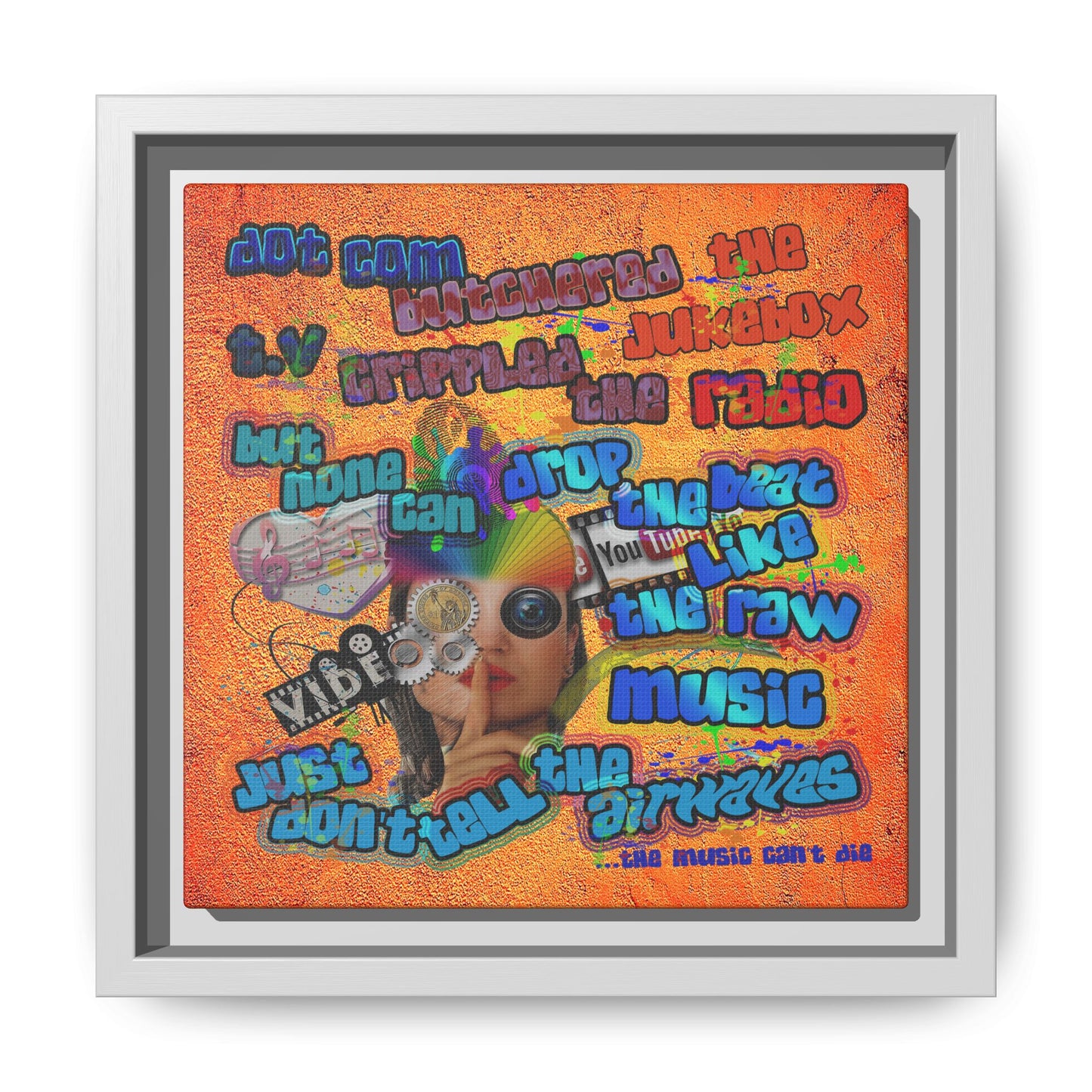 drop the beat - framed canvas art (burnt orange)