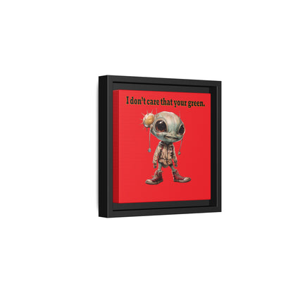 I don't care that your green - framed canvas art (red)
