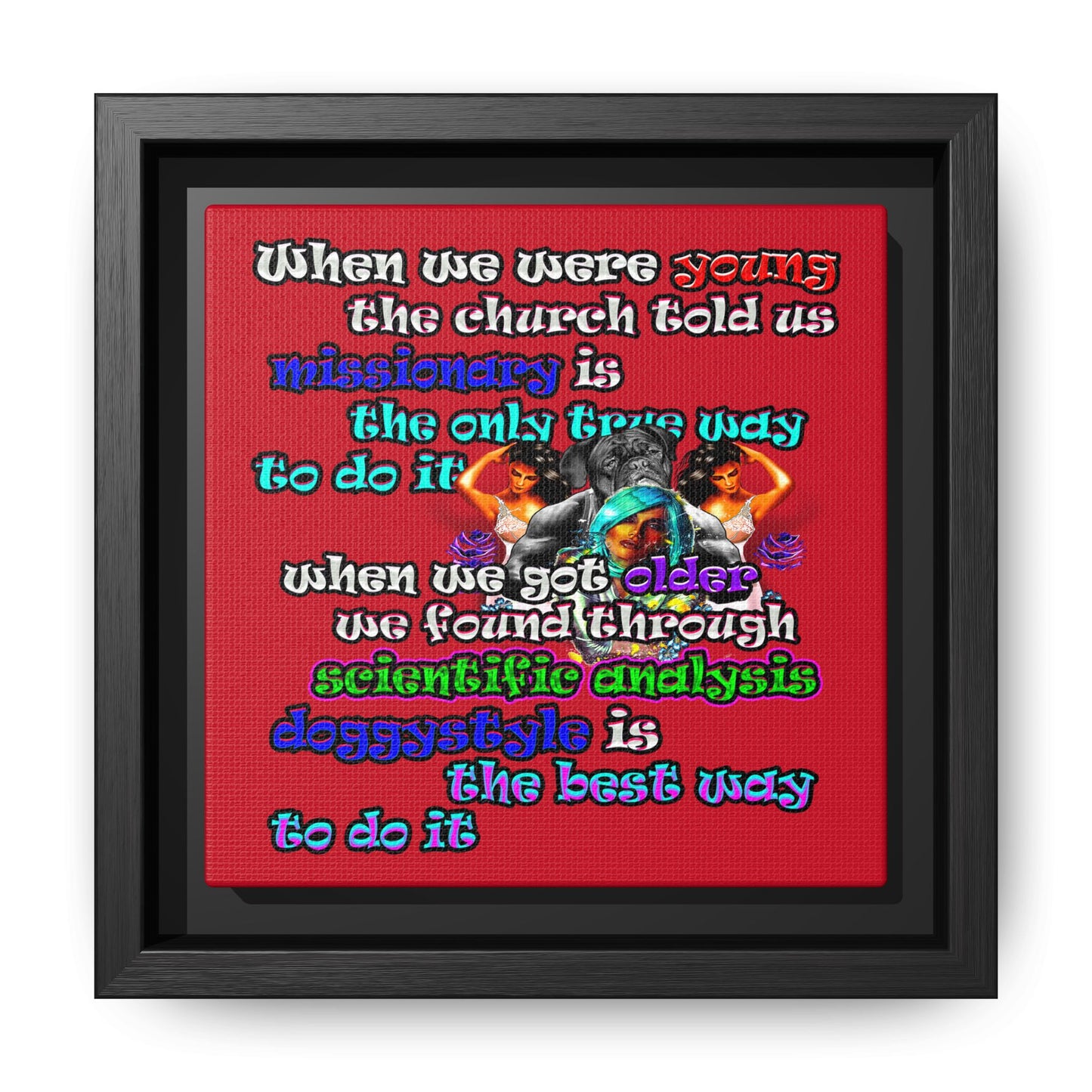 doggystyle - framed canvas art (dark red)