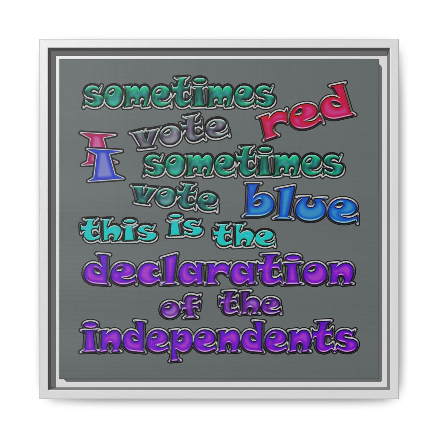 declaration of the independents - framed canvas art (dark grey)