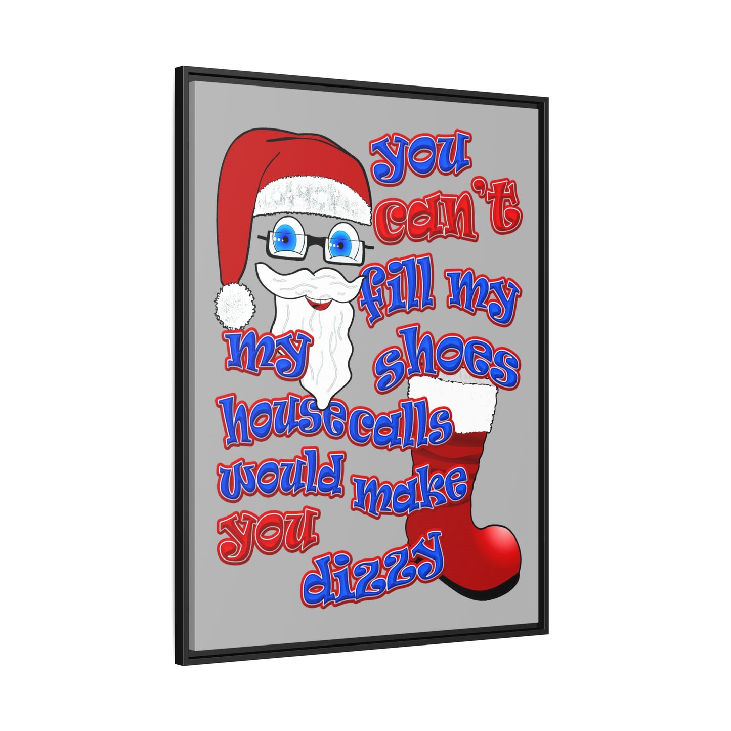 santa's shoes - framed canvas art (light grey)