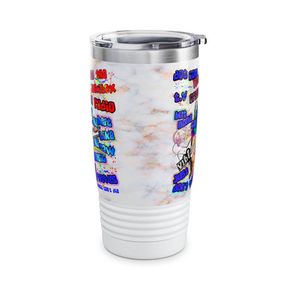 drop the beat - Ringneck Tumbler, 20oz  (white marble)