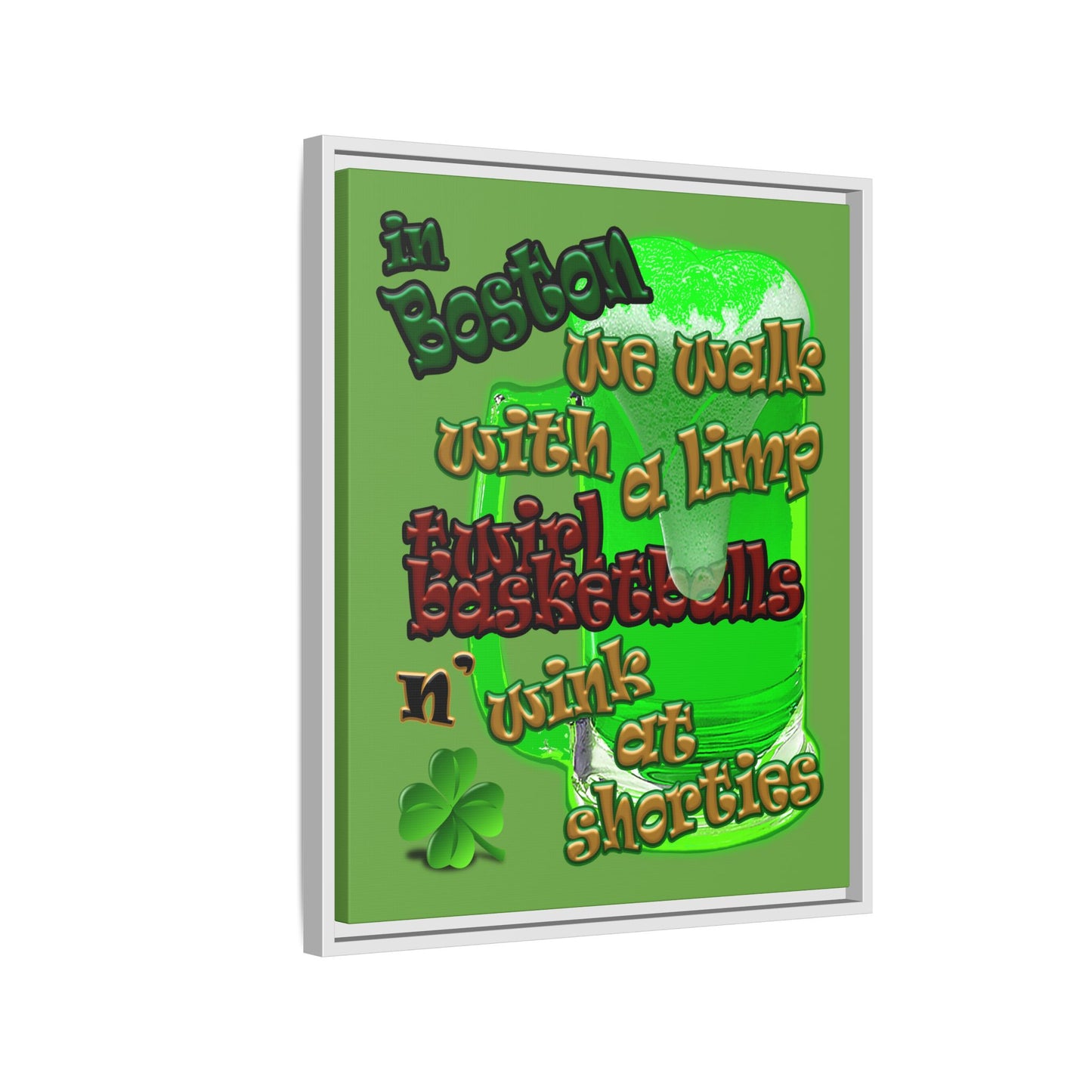 celtics logo - framed canvas art (green)