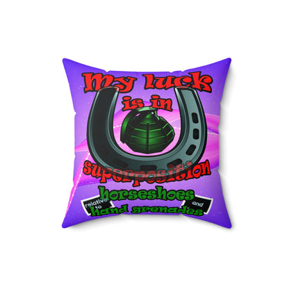 my luck - Faux Suede Square Pillow - (purple-pink wave)