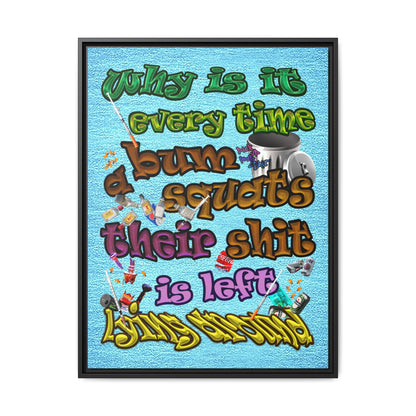 the bum's shit - framed canvas art (faded blue)