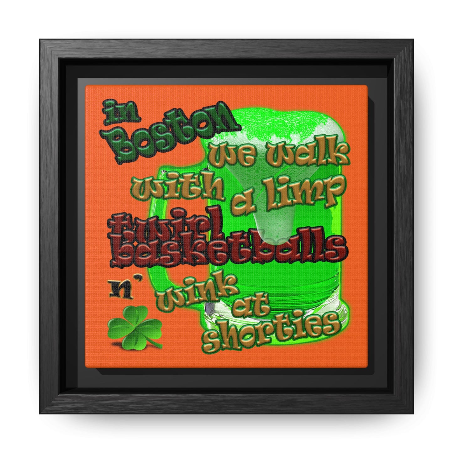 celtics logo - framed canvas art (orange)
