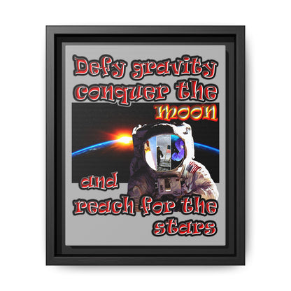 defy conquer reach - framed canvas art (light grey)