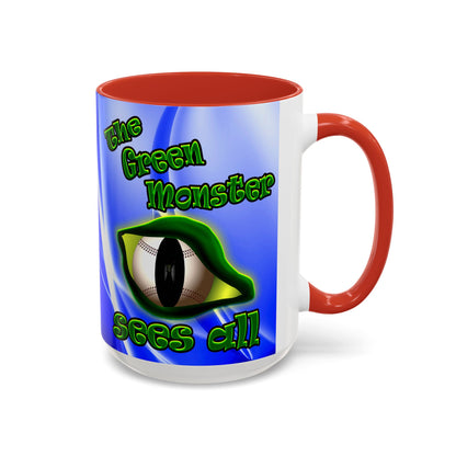 green monster - Accent Mug (blue-white wave)