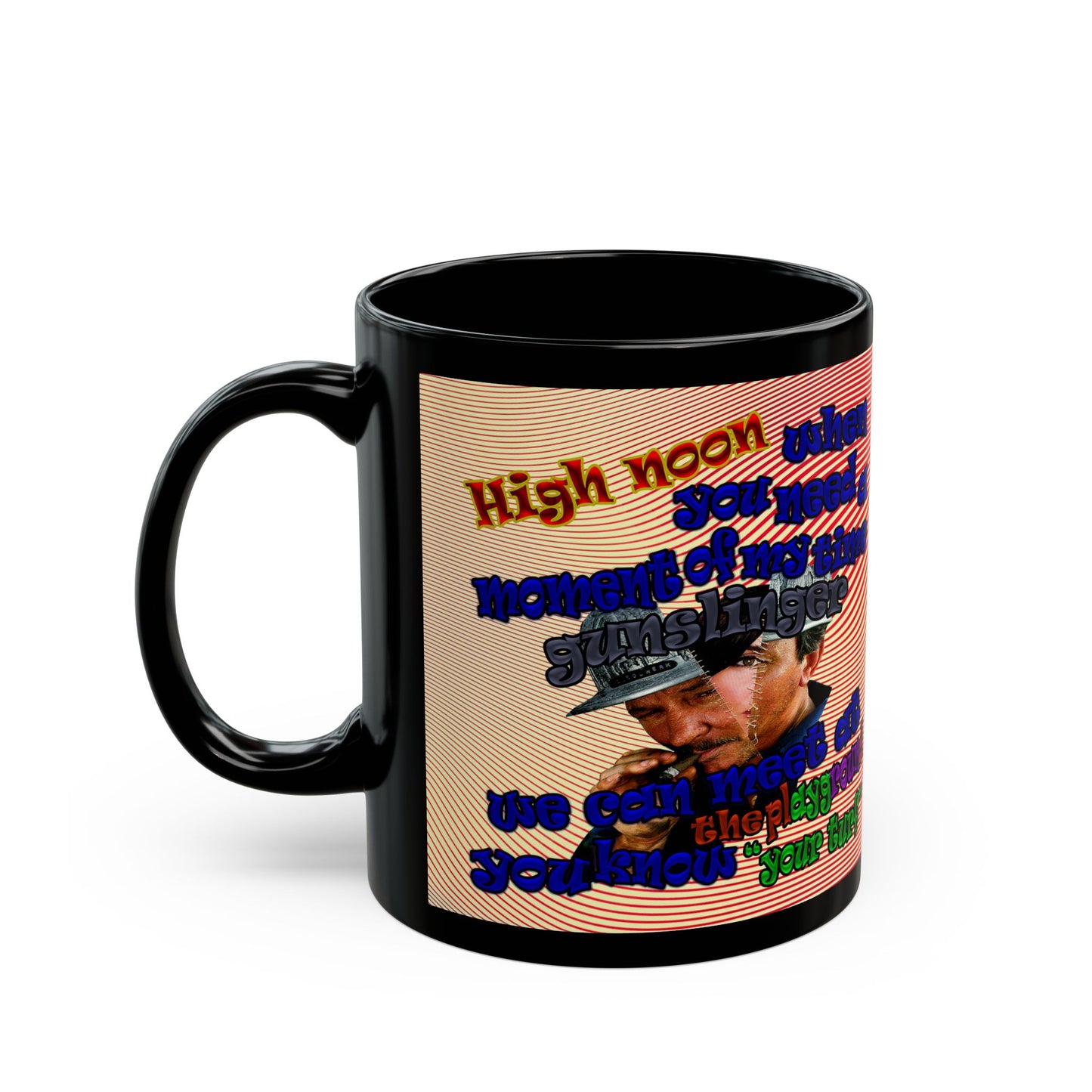 high noon - Black Mug (yellow-orange wave)