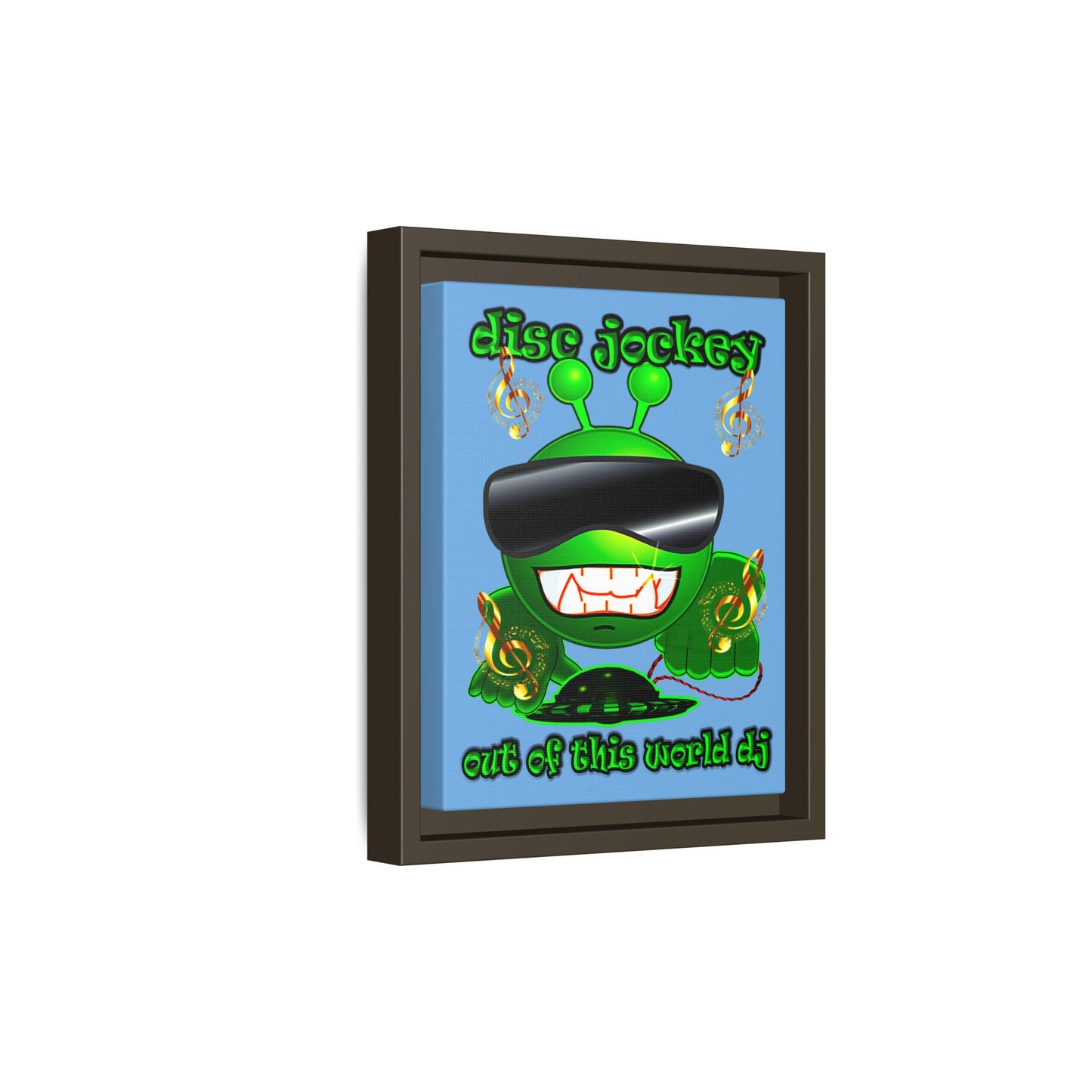 disc jockey - framed canvas art (light blue)