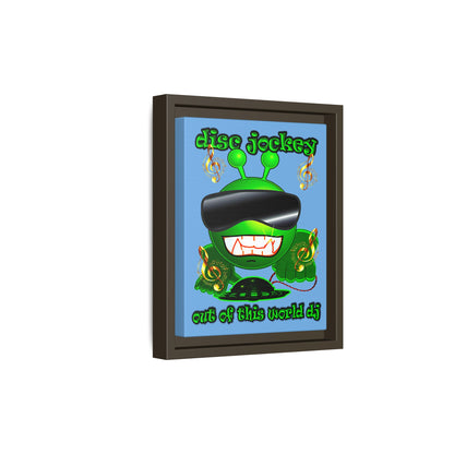 disc jockey - framed canvas art (light blue)
