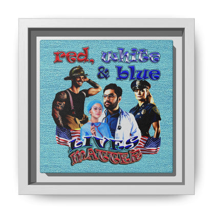 rw&b lives matter - framed canvas art (faded blue)