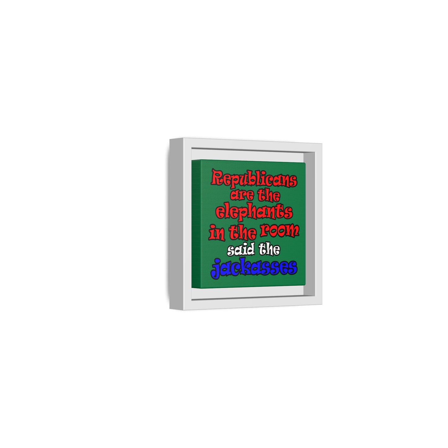 donkeys and elephants - framed canvas art (dark green)