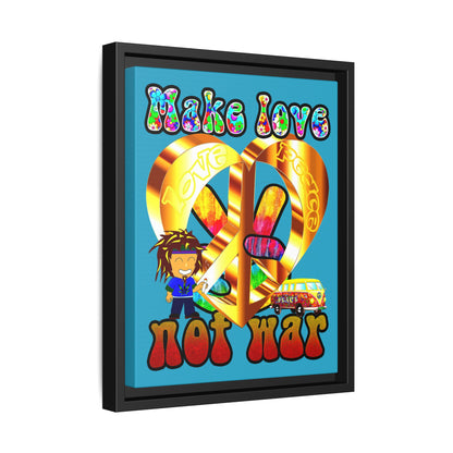 love peace - framed canvas art (turquoise)