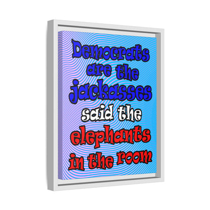 donkeys and elephants - framed canvas art (light blue-purple wave)