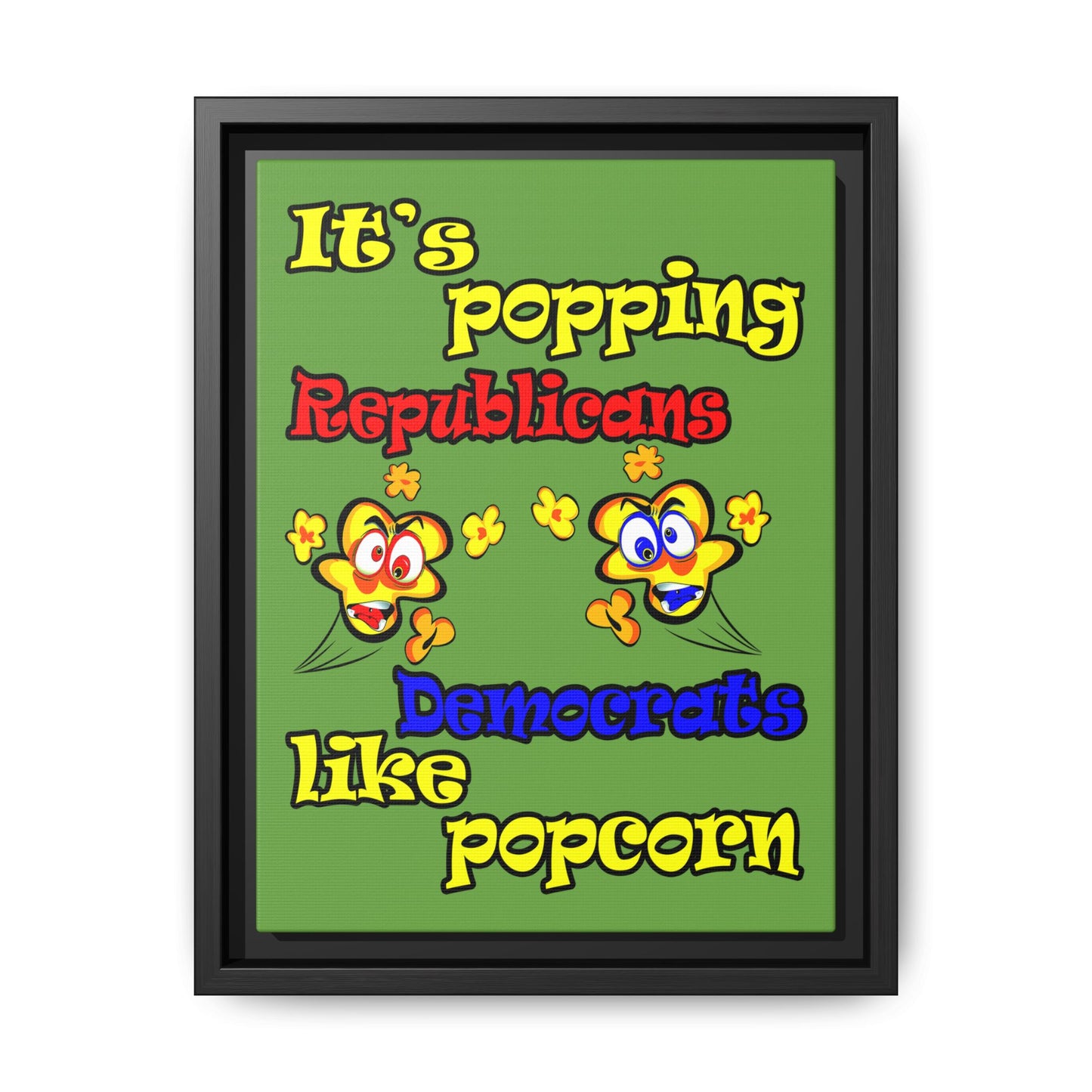 popping like popcorn - framed canvas art (green)