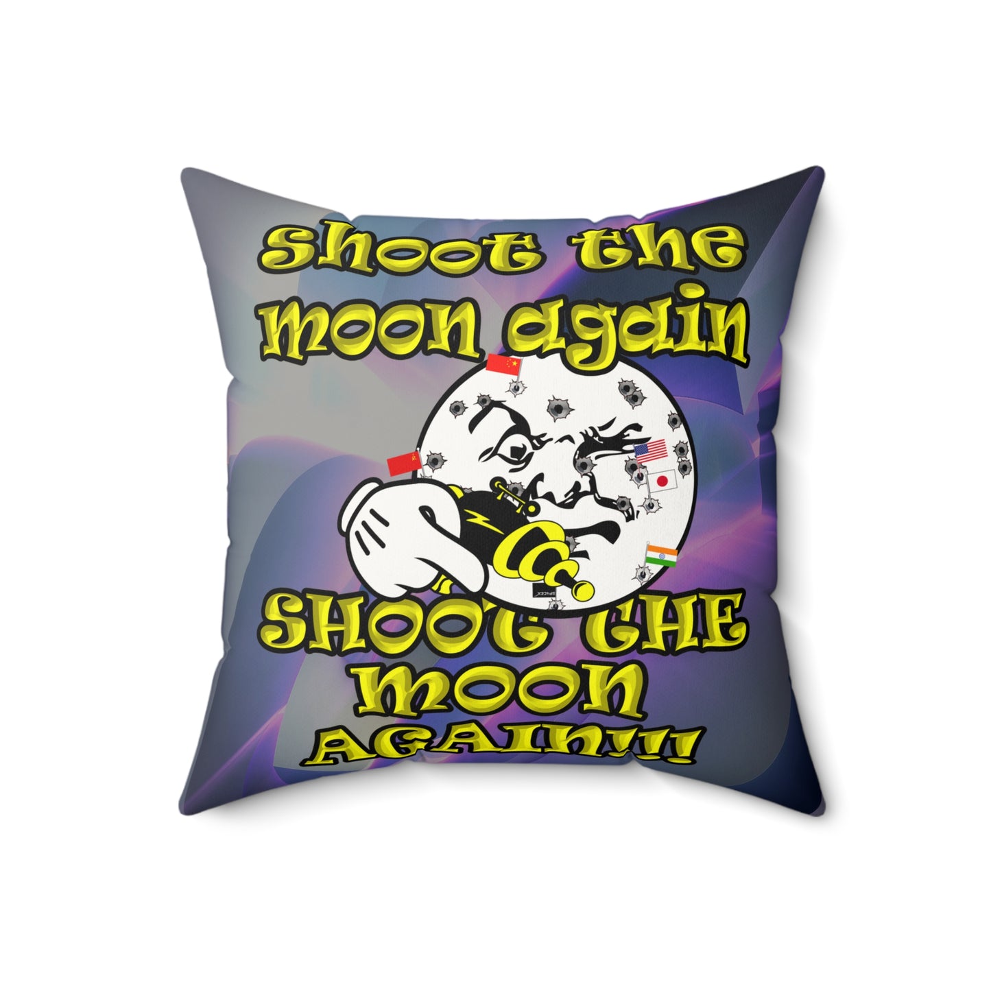 shoot the moon again - Faux Suede Square Pillow - (grey-pink wave)
