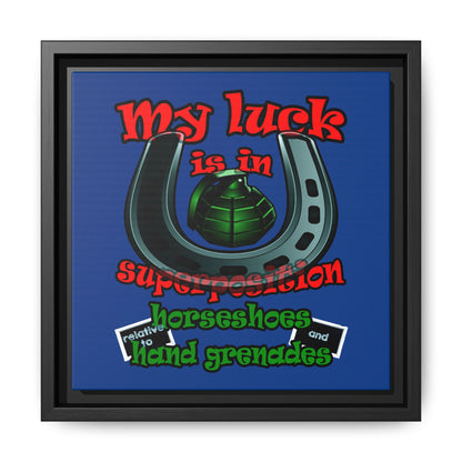 my luck - framed canvas art (dark blue)
