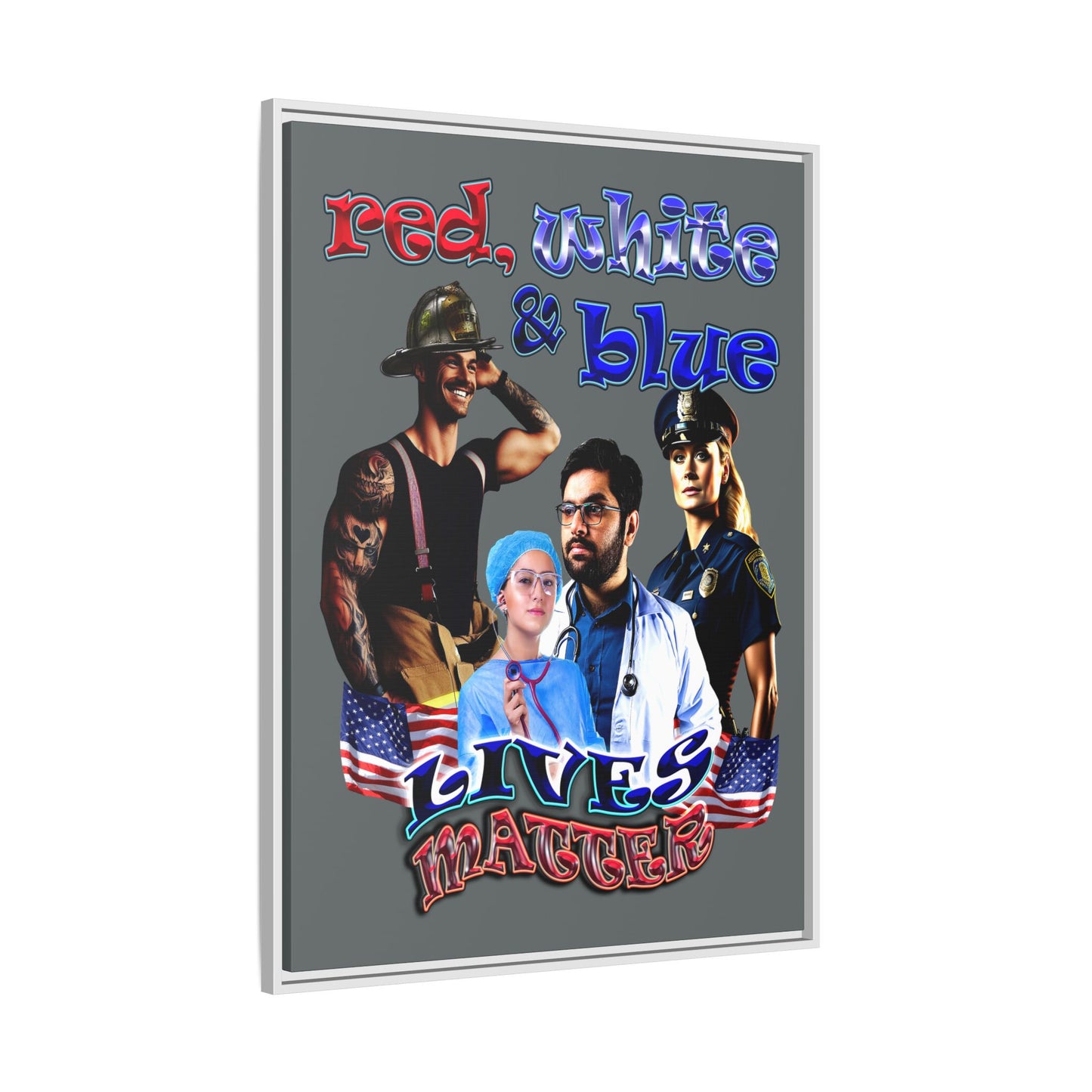 rw&b lives matter - framed canvas art (dark grey)