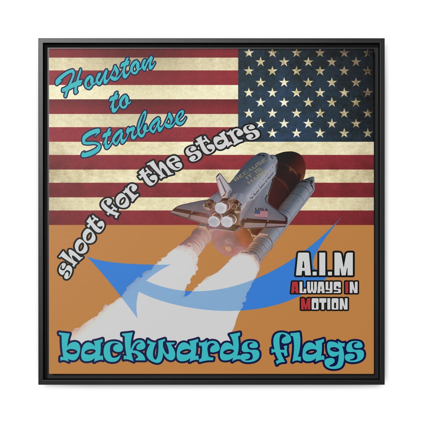 shoot for the stars - framed canvas art (light brown)