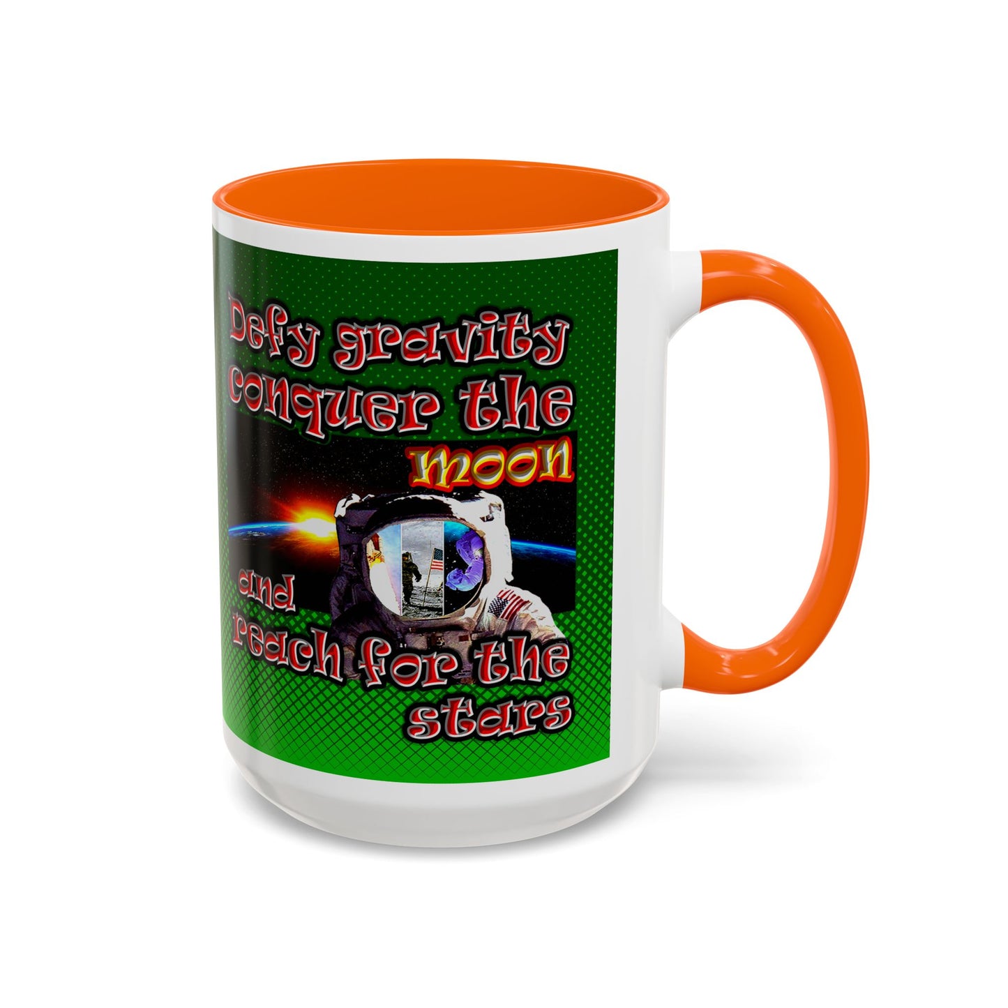 defy conquer reach - Accent Mug (logo green)