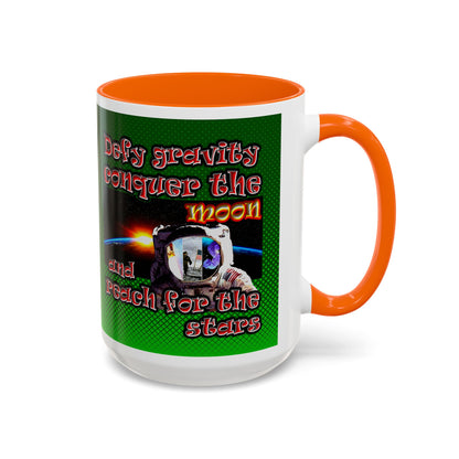 defy conquer reach - Accent Mug (logo green)