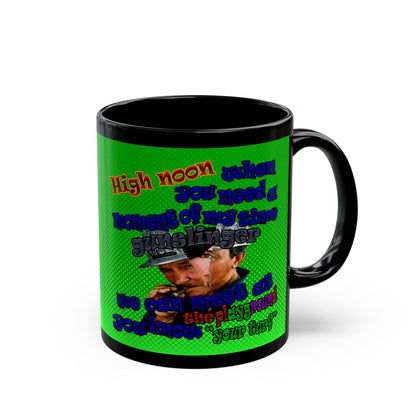 high noon - Black Mug (logo green)