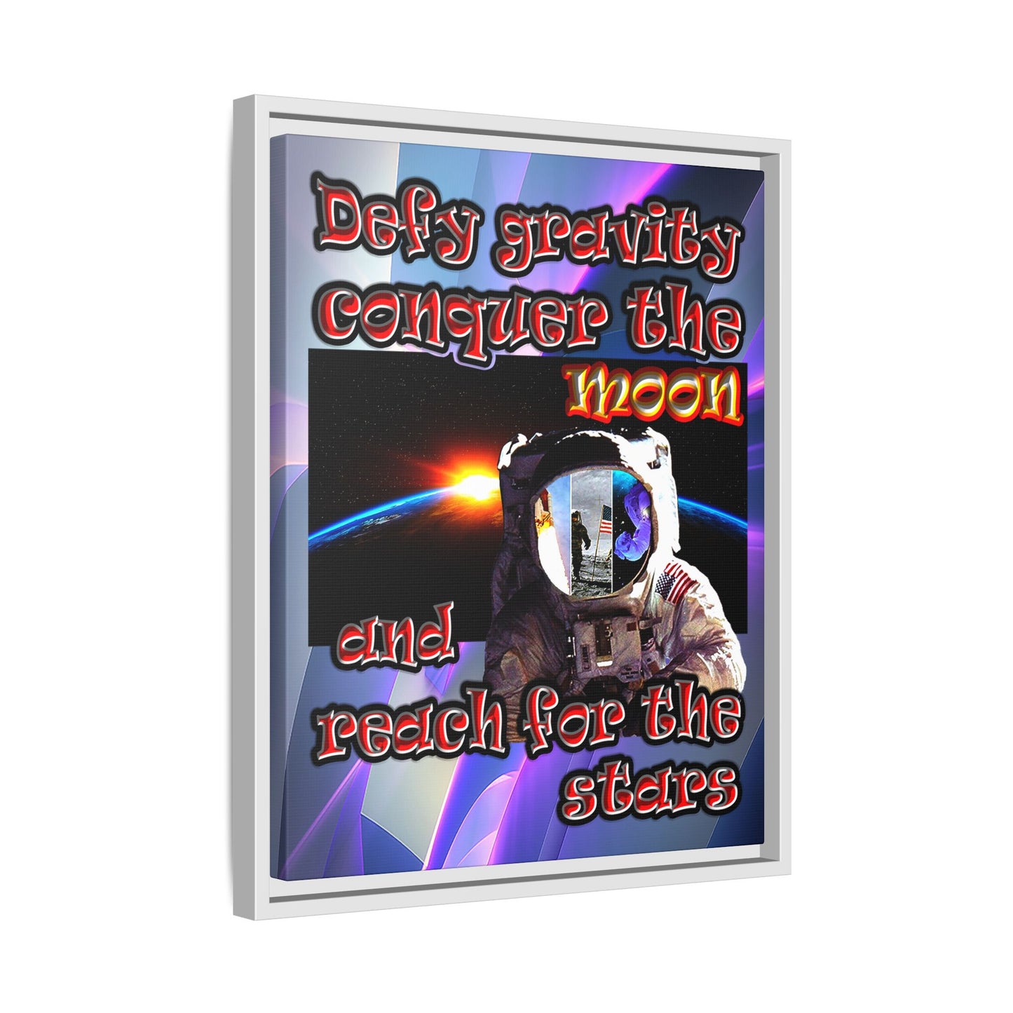 defy conquer reach - framed canvas art (grey-pink wave)