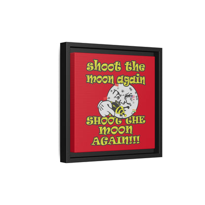 shoot the moon again - framed canvas art (dark red)