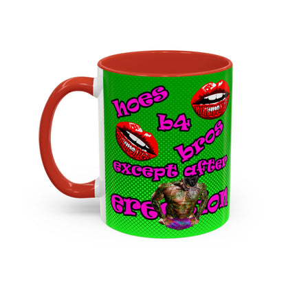 hoes b4 bros - Accent Mug (logo green)