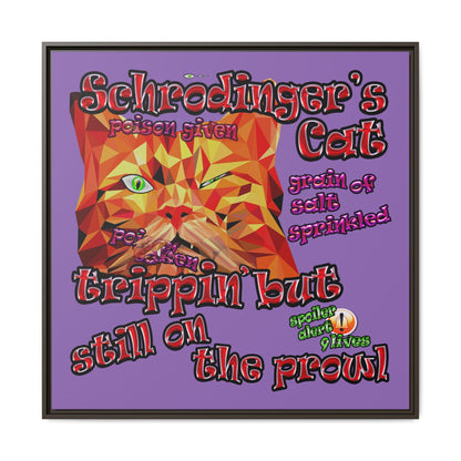 schrodinger's cat - framed canvas art (light purple)