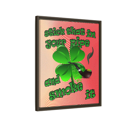 stick that in your pipe and smoke it - framed canvas art (yellow-orange wave)
