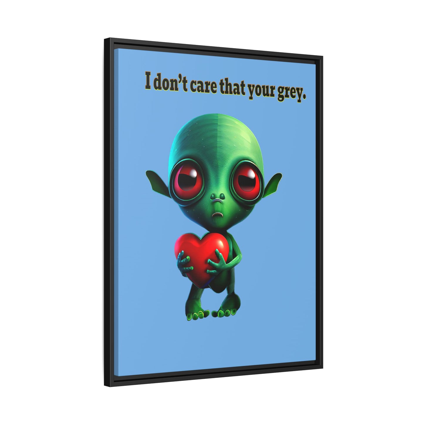 I don't care that your grey - framed canvas art (light blue)