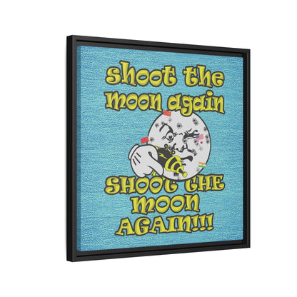 shoot the moon again - framed canvas art (faded blue)