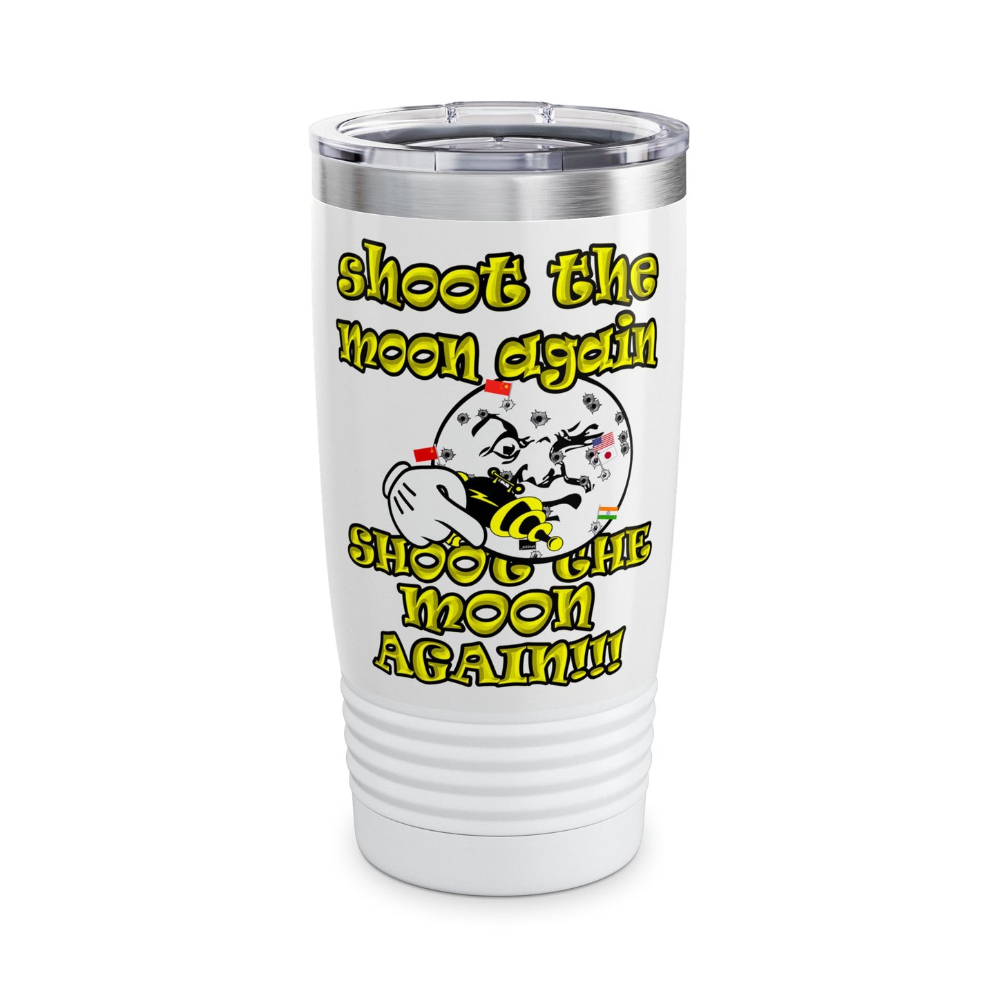 shoot the moon again - Ringneck Tumbler, 20oz (white)
