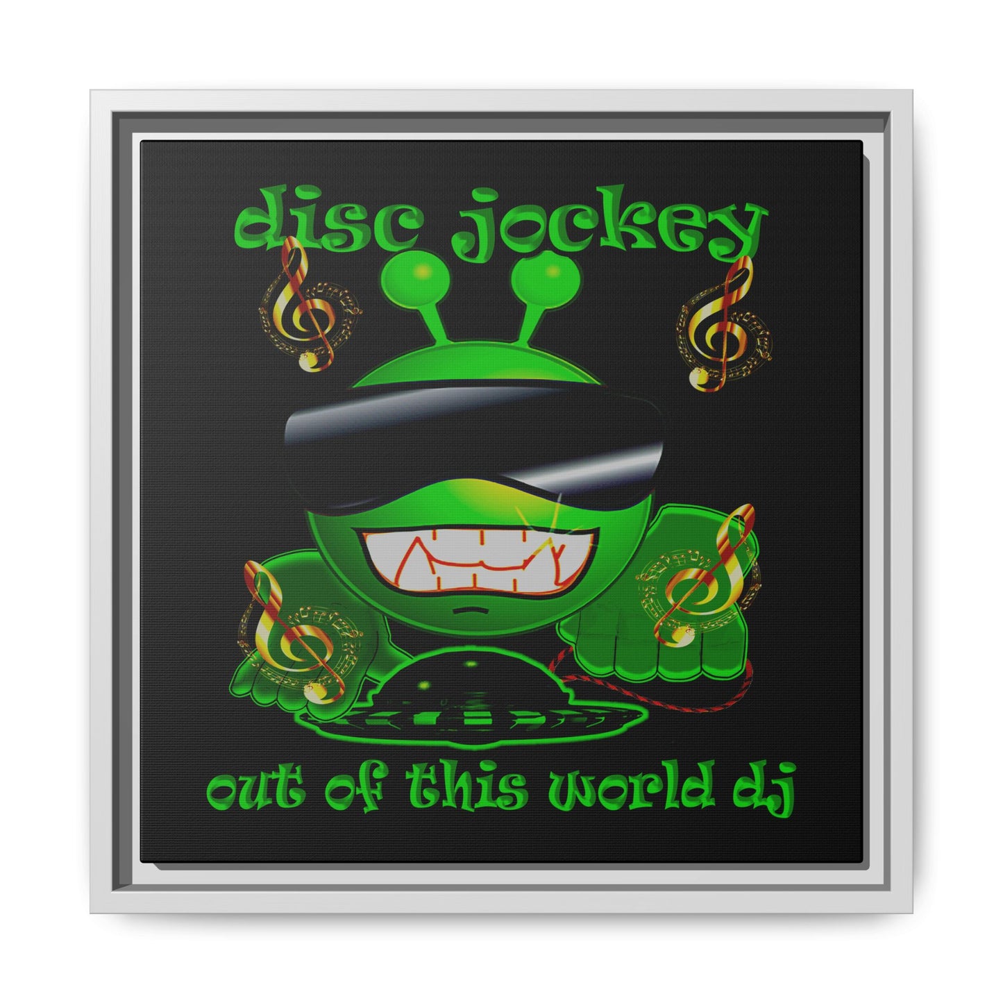 disc jockey - framed canvas art (black)