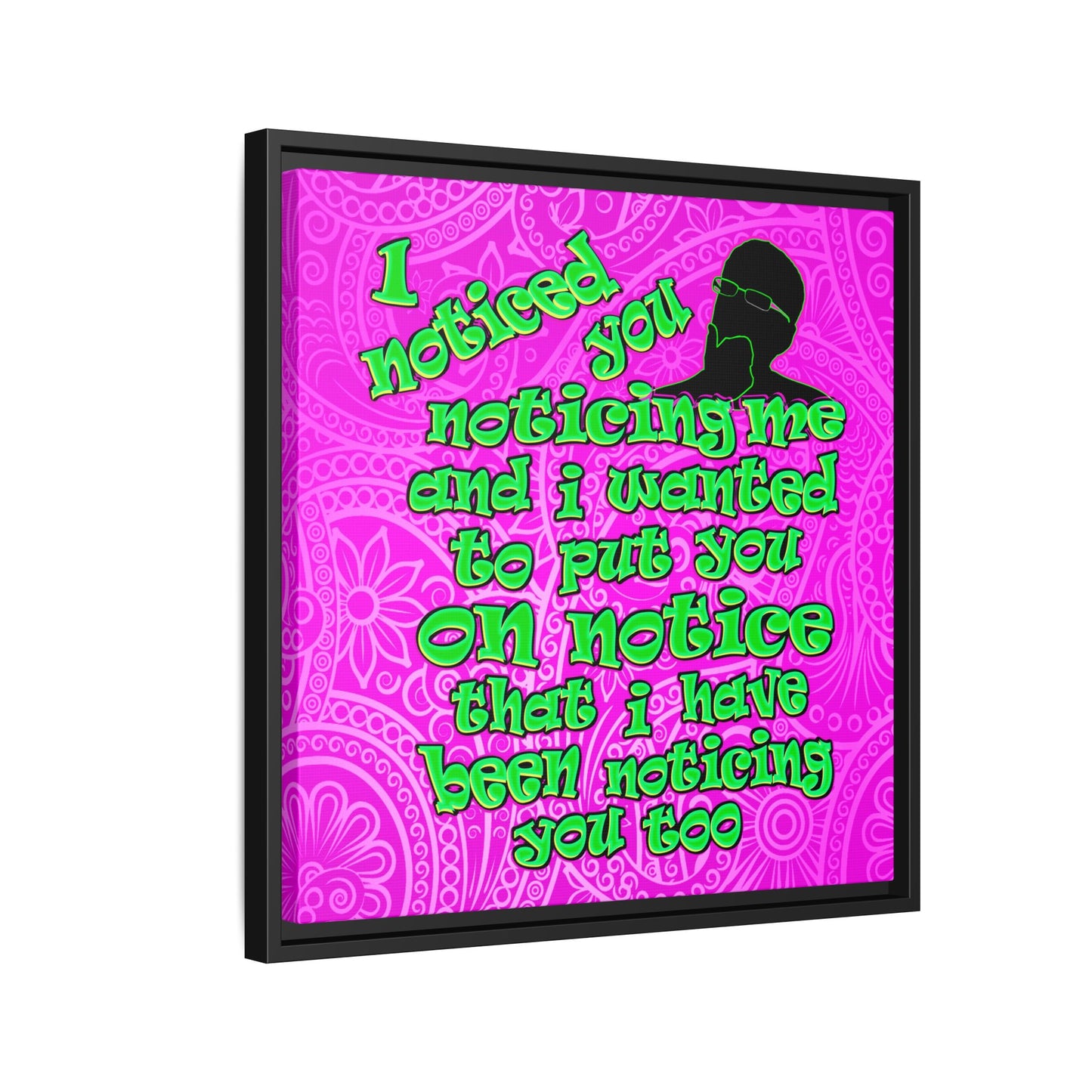 noticed you noticing - framed canvas art (pink swirl)
