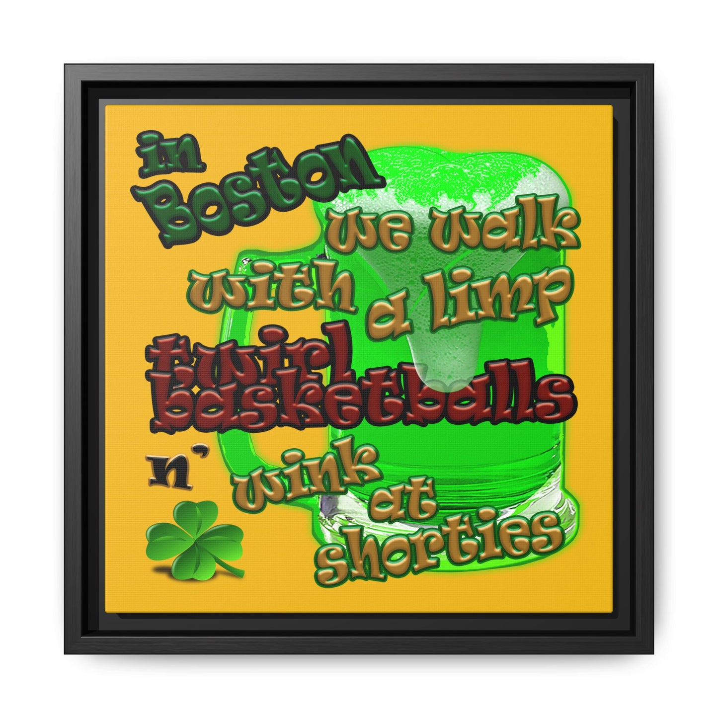 celtics logo - framed canvas art (yellow)