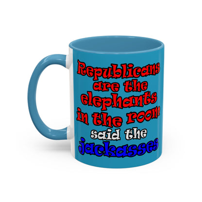 donkeys and elephants - Accent Mug (turquoise)