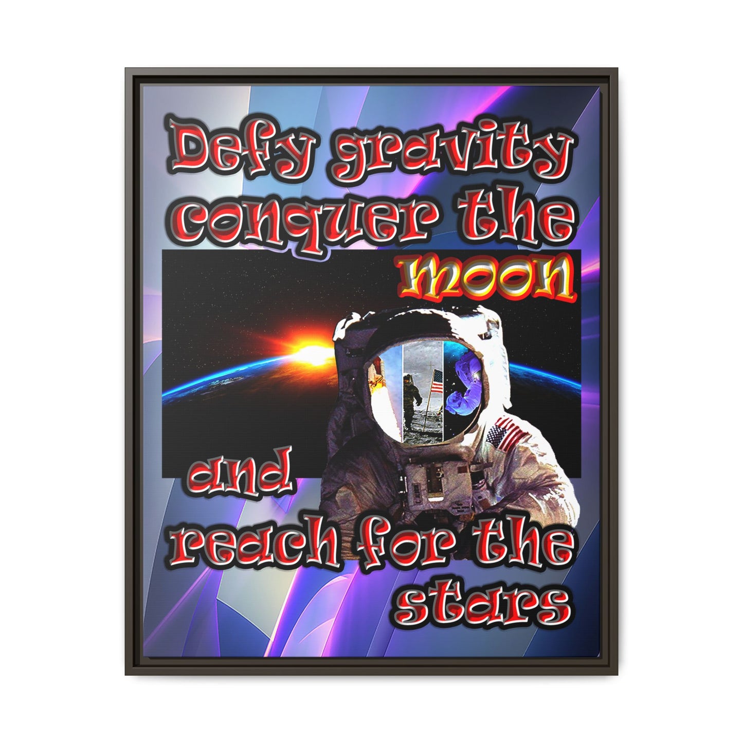 defy conquer reach - framed canvas art (grey-pink wave)