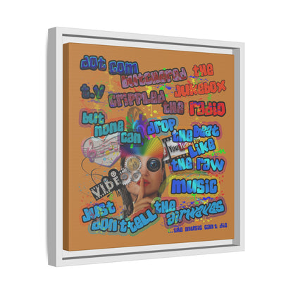 drop the beat - framed canvas art (light brown)