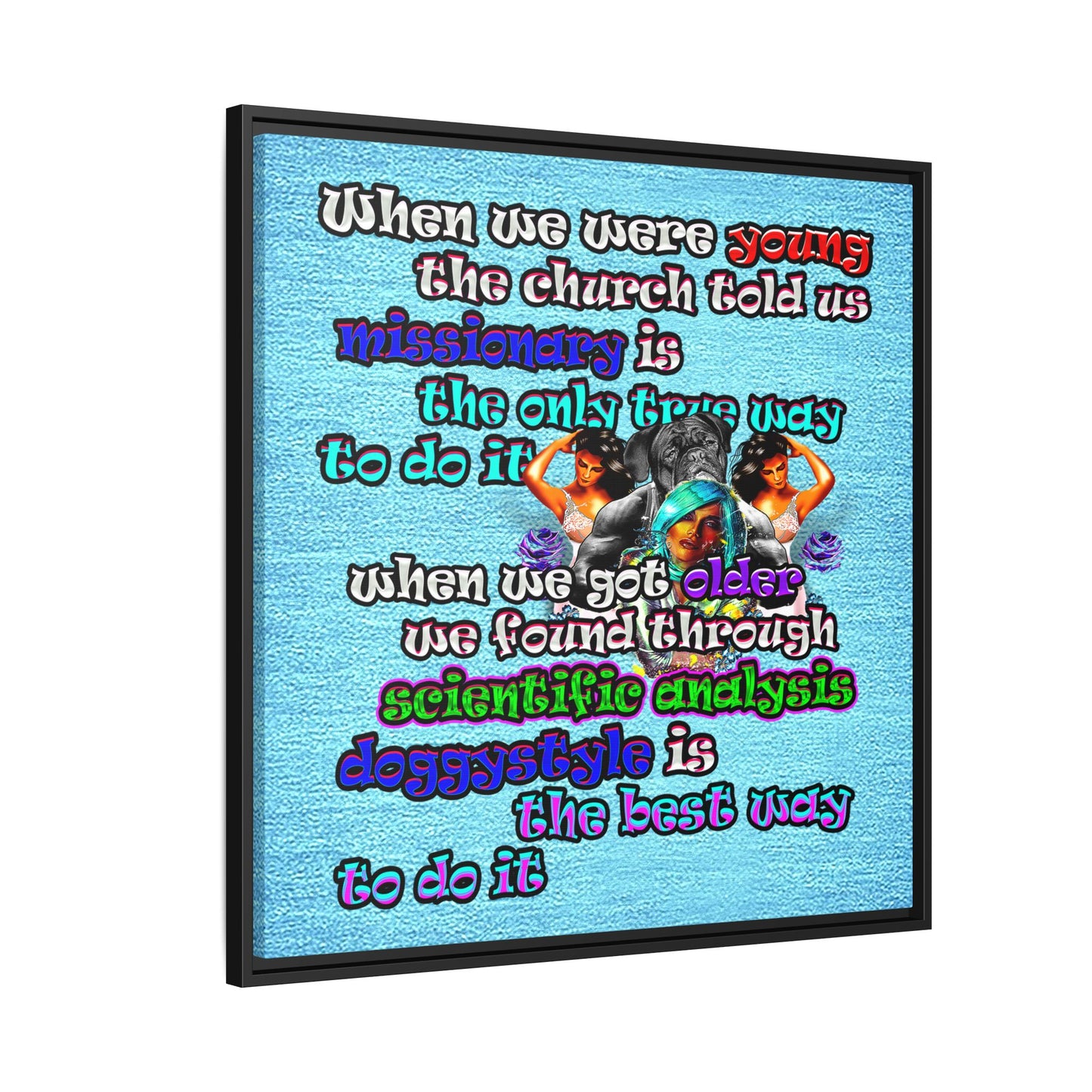 doggystyle - framed canvas art (faded blue)