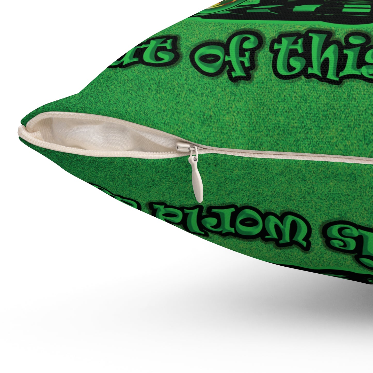 disc jockey - Spun Polyester Square Pillow - (green turf)