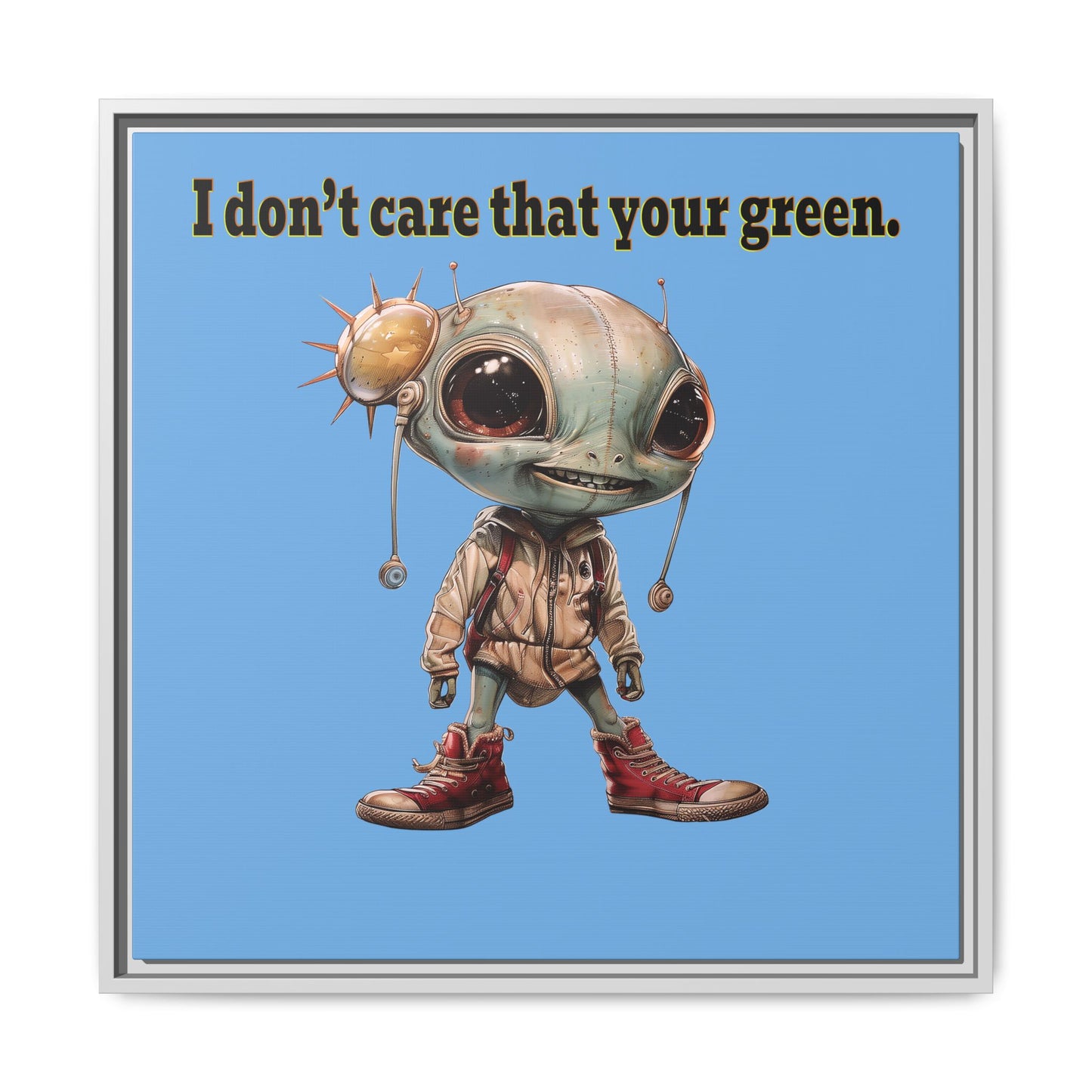 I don't care that your green - framed canvas art (light blue)