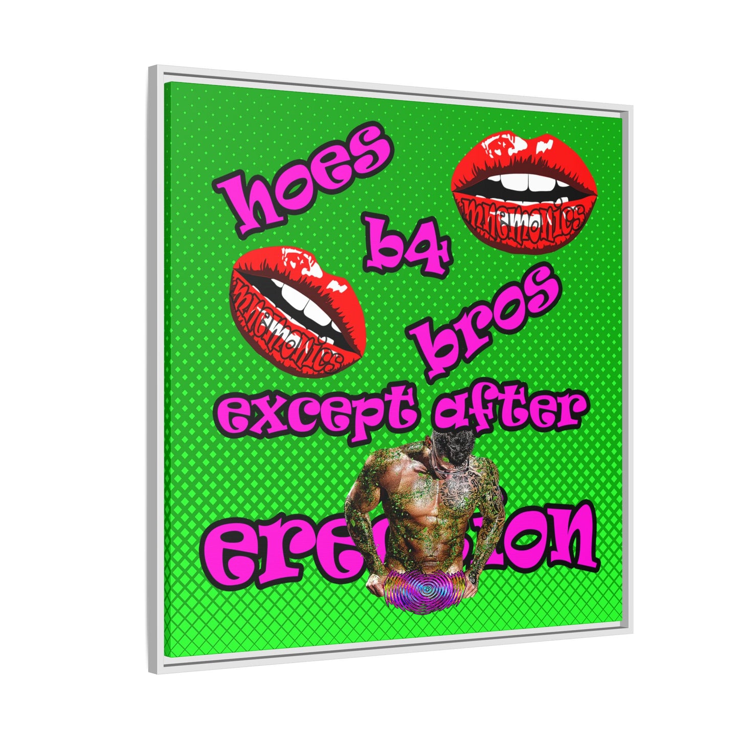 hoes b4 bros - framed canvas art (logo green)