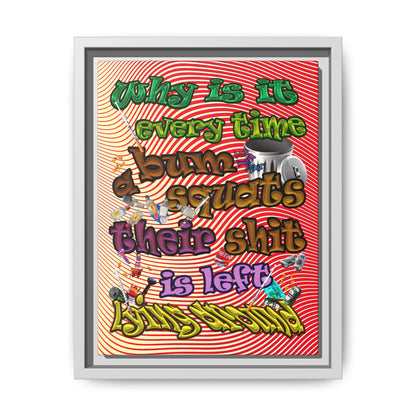 the bum's shit - framed canvas art (yellow-orange wave)