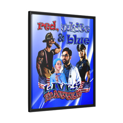 rw&b lives matter - framed canvas art (blue-white wave)