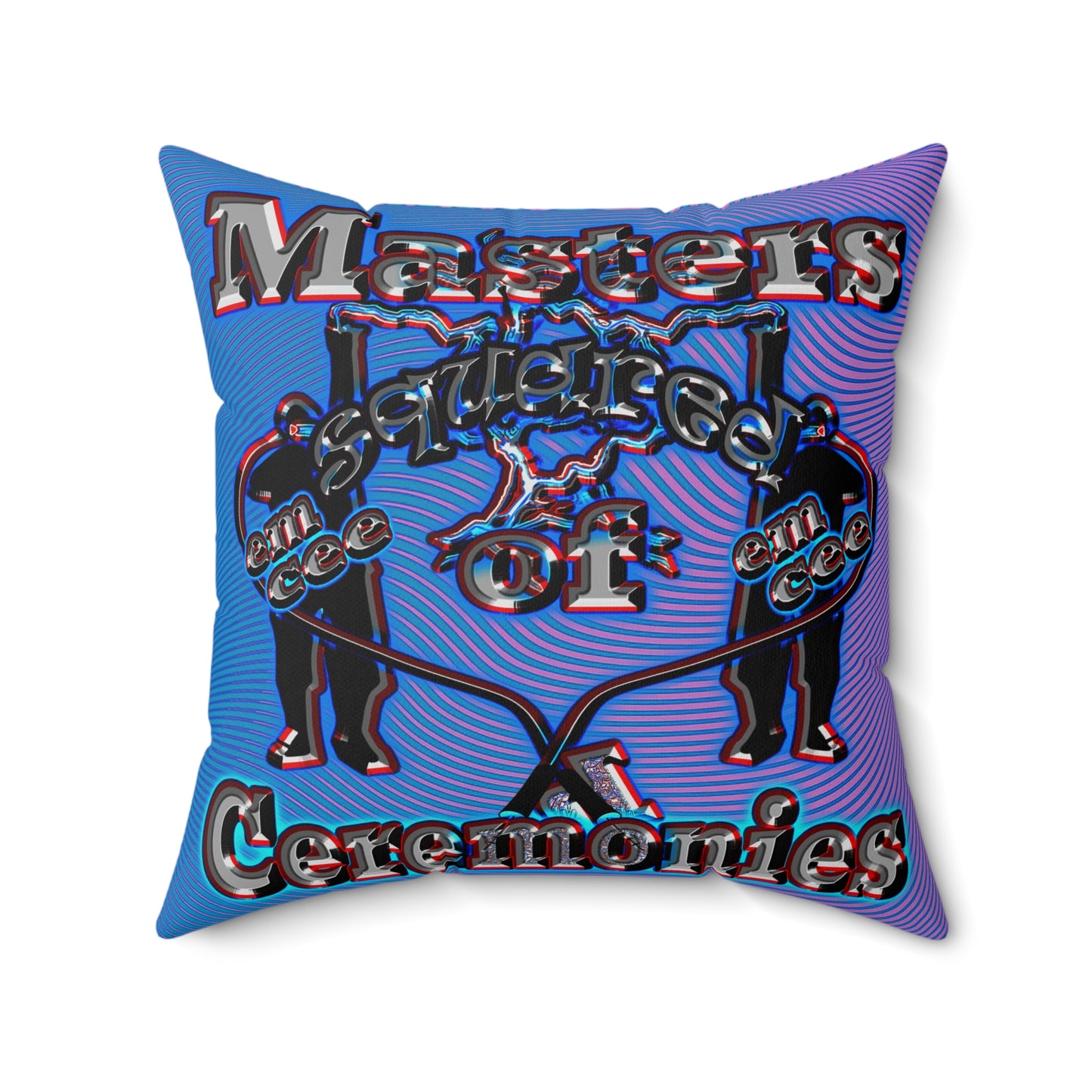 em cee squared - Spun Polyester Square Pillow - (light blue-purple wave)