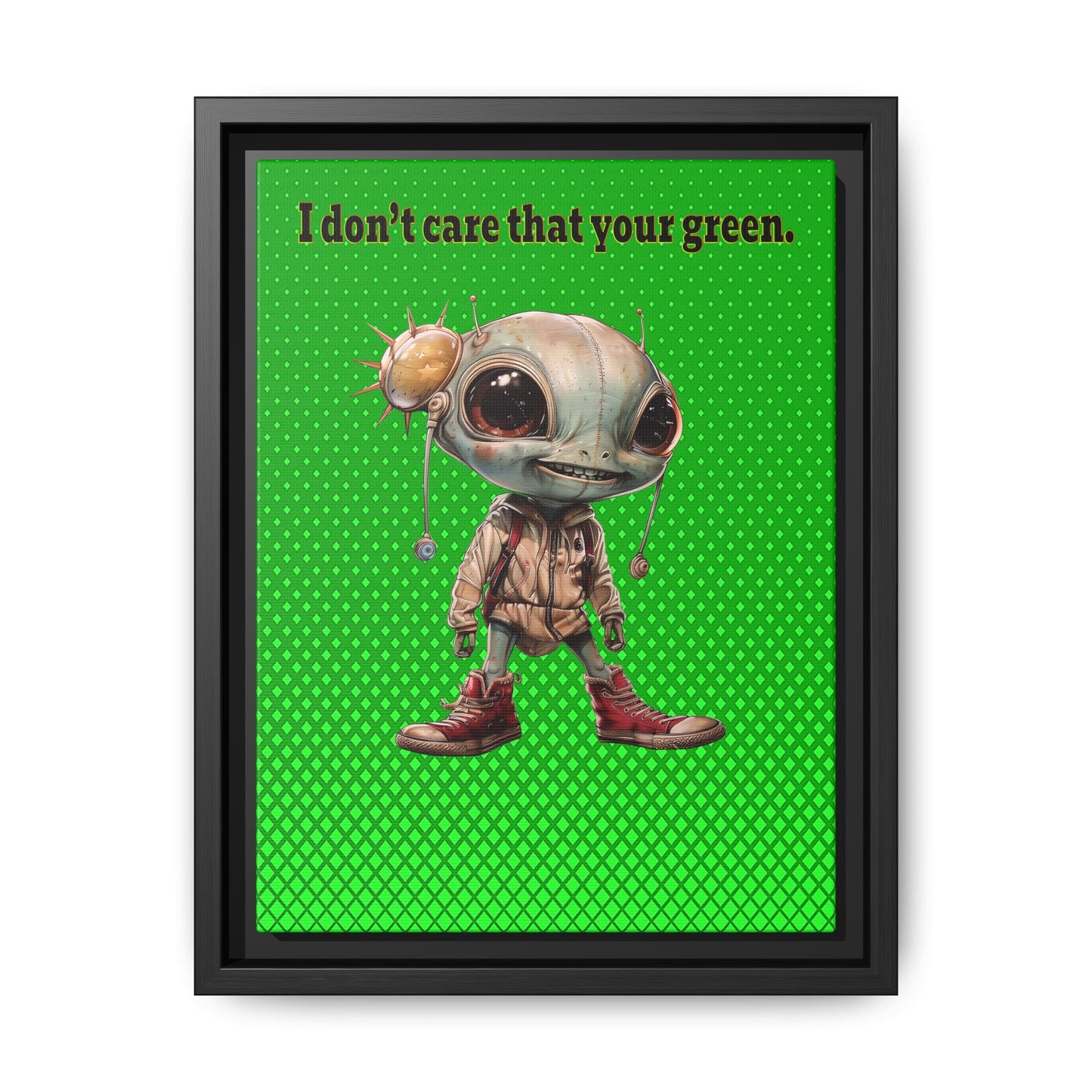 I don't care that your green - framed canvas art (logo green)